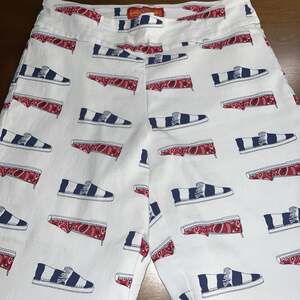 Krazy Larry Pants Espadrille Shoe Print Capri Pants Size 4